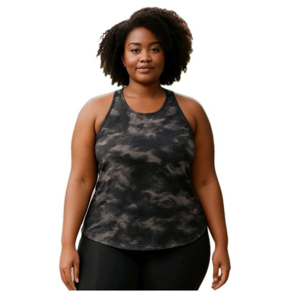 Athleta Ultimate Printed Train Tank Plus Size 2X Black Gray Racerback NEW NWT - Picture 1 of 13
